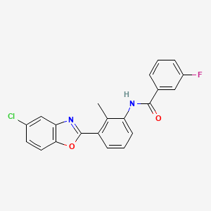 molecular formula C21H14ClFN2O2 B11339388 N-[3-(5-chloro-1,3-benzoxazol-2-yl)-2-methylphenyl]-3-fluorobenzamide 