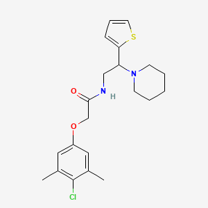 2-(4-chloro-3,5-dimethylphenoxy)-N-[2-(piperidin-1-yl)-2-(thiophen-2-yl)ethyl]acetamide