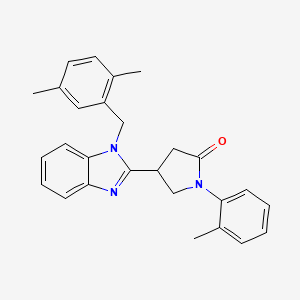 molecular formula C27H27N3O B11339474 4-[1-(2,5-dimethylbenzyl)-1H-benzimidazol-2-yl]-1-(2-methylphenyl)pyrrolidin-2-one 