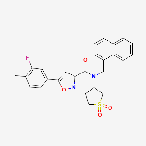 molecular formula C26H23FN2O4S B11339479 N-(1,1-dioxidotetrahydrothiophen-3-yl)-5-(3-fluoro-4-methylphenyl)-N-(naphthalen-1-ylmethyl)-1,2-oxazole-3-carboxamide 