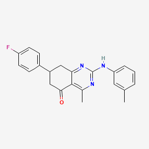 molecular formula C22H20FN3O B11339488 7-(4-fluorophenyl)-4-methyl-2-[(3-methylphenyl)amino]-7,8-dihydroquinazolin-5(6H)-one 