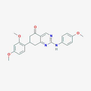 molecular formula C23H23N3O4 B11339495 7-(2,4-dimethoxyphenyl)-2-[(4-methoxyphenyl)amino]-7,8-dihydroquinazolin-5(6H)-one 