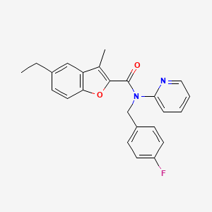 molecular formula C24H21FN2O2 B11339535 5-ethyl-N-(4-fluorobenzyl)-3-methyl-N-(pyridin-2-yl)-1-benzofuran-2-carboxamide 