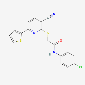 N-(4-chlorophenyl)-2-{[3-cyano-6-(thiophen-2-yl)pyridin-2-yl]sulfanyl}acetamide