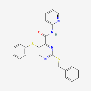 2-(benzylsulfanyl)-5-(phenylsulfanyl)-N-(pyridin-2-yl)pyrimidine-4-carboxamide