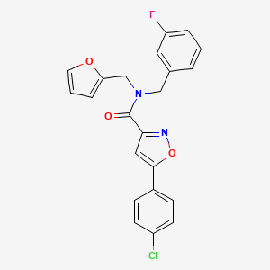 molecular formula C22H16ClFN2O3 B11339680 5-(4-chlorophenyl)-N-(3-fluorobenzyl)-N-(furan-2-ylmethyl)-1,2-oxazole-3-carboxamide 