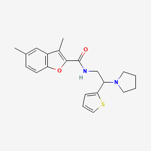 molecular formula C21H24N2O2S B11339708 3,5-dimethyl-N-[2-(pyrrolidin-1-yl)-2-(thiophen-2-yl)ethyl]-1-benzofuran-2-carboxamide 