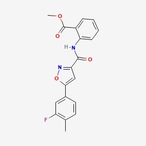 molecular formula C19H15FN2O4 B11339741 Methyl 2-({[5-(3-fluoro-4-methylphenyl)-1,2-oxazol-3-yl]carbonyl}amino)benzoate 