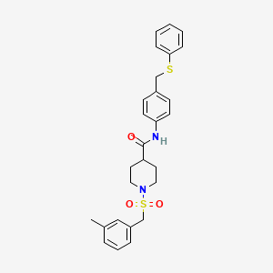 1-[(3-methylbenzyl)sulfonyl]-N-{4-[(phenylsulfanyl)methyl]phenyl}piperidine-4-carboxamide