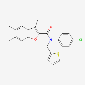 molecular formula C23H20ClNO2S B11339896 N-(4-chlorophenyl)-3,5,6-trimethyl-N-(thiophen-2-ylmethyl)-1-benzofuran-2-carboxamide 