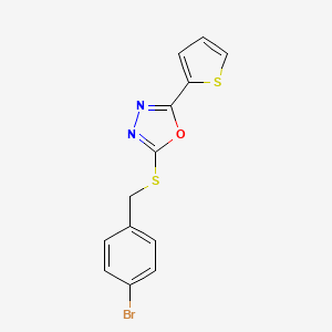 molecular formula C13H9BrN2OS2 B11339920 2-{[(4-Bromophenyl)methyl]sulfanyl}-5-(thiophen-2-yl)-1,3,4-oxadiazole 