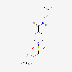 molecular formula C19H30N2O3S B11340007 1-[(4-methylbenzyl)sulfonyl]-N-(3-methylbutyl)piperidine-4-carboxamide 