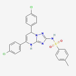 molecular formula C24H19Cl2N5O2S B11340008 N-[5,7-bis(4-chlorophenyl)-3,7-dihydro[1,2,4]triazolo[1,5-a]pyrimidin-2-yl]-4-methylbenzenesulfonamide 