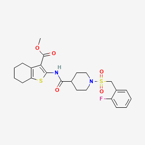 molecular formula C23H27FN2O5S2 B11340025 Methyl 2-[({1-[(2-fluorobenzyl)sulfonyl]piperidin-4-yl}carbonyl)amino]-4,5,6,7-tetrahydro-1-benzothiophene-3-carboxylate 