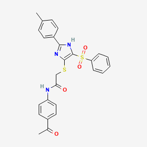 molecular formula C26H23N3O4S2 B11340033 N-(4-acetylphenyl)-2-{[2-(4-methylphenyl)-4-(phenylsulfonyl)-1H-imidazol-5-yl]sulfanyl}acetamide 