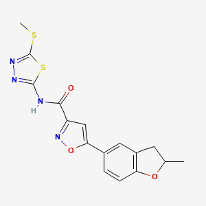 5-(2-methyl-2,3-dihydro-1-benzofuran-5-yl)-N-[5-(methylsulfanyl)-1,3,4-thiadiazol-2-yl]-1,2-oxazole-3-carboxamide