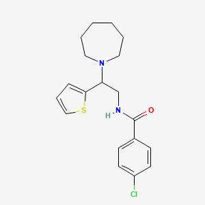 molecular formula C19H23ClN2OS B11340150 N-[2-(azepan-1-yl)-2-(thiophen-2-yl)ethyl]-4-chlorobenzamide 