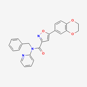 N-benzyl-5-(2,3-dihydro-1,4-benzodioxin-6-yl)-N-(pyridin-2-yl)-1,2-oxazole-3-carboxamide