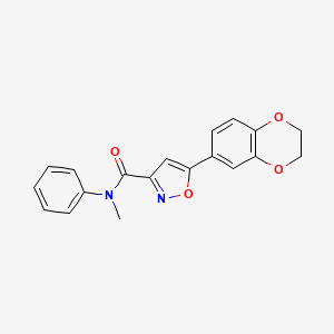 molecular formula C19H16N2O4 B11340206 5-(2,3-dihydro-1,4-benzodioxin-6-yl)-N-methyl-N-phenyl-1,2-oxazole-3-carboxamide 