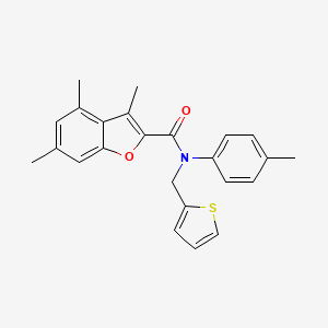 molecular formula C24H23NO2S B11340214 3,4,6-trimethyl-N-(4-methylphenyl)-N-(thiophen-2-ylmethyl)-1-benzofuran-2-carboxamide 