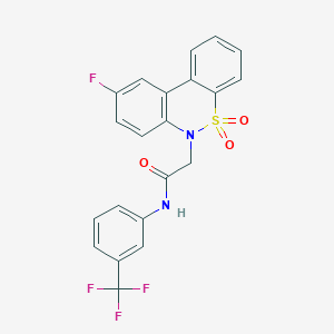 molecular formula C21H14F4N2O3S B11340255 2-(9-fluoro-5,5-dioxido-6H-dibenzo[c,e][1,2]thiazin-6-yl)-N-[3-(trifluoromethyl)phenyl]acetamide 