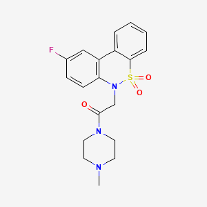 molecular formula C19H20FN3O3S B11340268 2-(9-Fluoro-5,5-dioxido-6H-dibenzo[C,E][1,2]thiazin-6-YL)-1-(4-methyl-1-piperazinyl)ethanone 