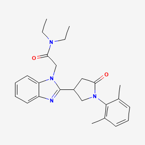 molecular formula C25H30N4O2 B11340334 2-{2-[1-(2,6-dimethylphenyl)-5-oxopyrrolidin-3-yl]-1H-benzimidazol-1-yl}-N,N-diethylacetamide 