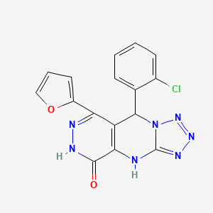 8-(2-chlorophenyl)-10-(furan-2-yl)-2,4,5,6,7,11,12-heptazatricyclo[7.4.0.03,7]trideca-1(9),3,5,10-tetraen-13-one