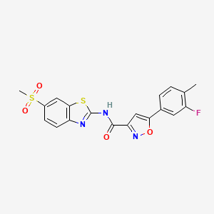 5-(3-fluoro-4-methylphenyl)-N-[6-(methylsulfonyl)-1,3-benzothiazol-2-yl]-1,2-oxazole-3-carboxamide