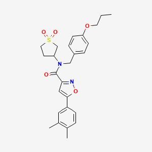 molecular formula C26H30N2O5S B11340380 5-(3,4-dimethylphenyl)-N-(1,1-dioxidotetrahydrothiophen-3-yl)-N-(4-propoxybenzyl)-1,2-oxazole-3-carboxamide 