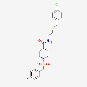 molecular formula C23H29ClN2O3S2 B11340416 N-{2-[(4-chlorobenzyl)sulfanyl]ethyl}-1-[(4-methylbenzyl)sulfonyl]piperidine-4-carboxamide 