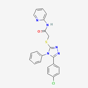 molecular formula C21H16ClN5OS B11340456 2-{[5-(4-chlorophenyl)-4-phenyl-4H-1,2,4-triazol-3-yl]sulfanyl}-N-(pyridin-2-yl)acetamide 