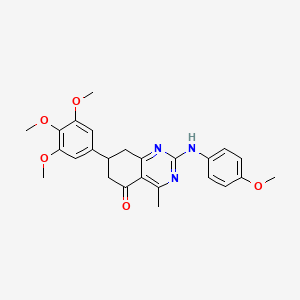 molecular formula C25H27N3O5 B11340468 2-[(4-methoxyphenyl)amino]-4-methyl-7-(3,4,5-trimethoxyphenyl)-7,8-dihydroquinazolin-5(6H)-one 