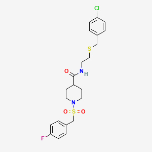 N-{2-[(4-chlorobenzyl)sulfanyl]ethyl}-1-[(4-fluorobenzyl)sulfonyl]piperidine-4-carboxamide