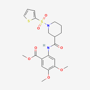 molecular formula C20H24N2O7S2 B11340512 Methyl 4,5-dimethoxy-2-({[1-(thiophen-2-ylsulfonyl)piperidin-3-yl]carbonyl}amino)benzoate 