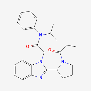 molecular formula C25H30N4O2 B11340555 N-phenyl-2-[2-(1-propanoylpyrrolidin-2-yl)-1H-benzimidazol-1-yl]-N-(propan-2-yl)acetamide 