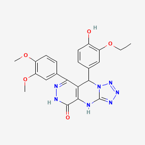 molecular formula C22H21N7O5 B11340561 10-(3,4-dimethoxyphenyl)-8-(3-ethoxy-4-hydroxyphenyl)-2,4,5,6,7,11,12-heptazatricyclo[7.4.0.03,7]trideca-1(9),3,5,10-tetraen-13-one 