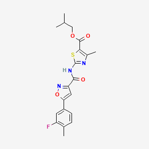 molecular formula C20H20FN3O4S B11340600 2-Methylpropyl 2-({[5-(3-fluoro-4-methylphenyl)-1,2-oxazol-3-yl]carbonyl}amino)-4-methyl-1,3-thiazole-5-carboxylate 