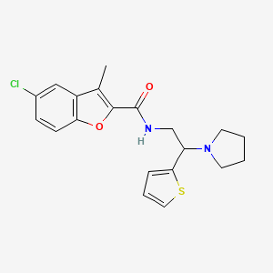 molecular formula C20H21ClN2O2S B11340603 5-chloro-3-methyl-N-[2-(pyrrolidin-1-yl)-2-(thiophen-2-yl)ethyl]-1-benzofuran-2-carboxamide 