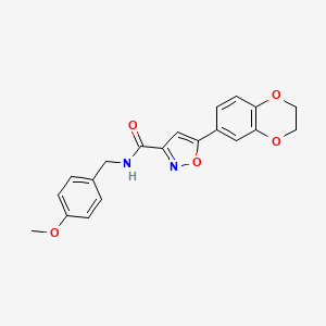 molecular formula C20H18N2O5 B11340624 5-(2,3-dihydro-1,4-benzodioxin-6-yl)-N-(4-methoxybenzyl)-1,2-oxazole-3-carboxamide 