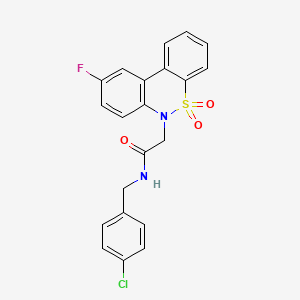 molecular formula C21H16ClFN2O3S B11340634 N-(4-chlorobenzyl)-2-(9-fluoro-5,5-dioxido-6H-dibenzo[c,e][1,2]thiazin-6-yl)acetamide 