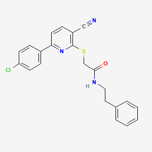 molecular formula C22H18ClN3OS B11340637 2-{[6-(4-chlorophenyl)-3-cyanopyridin-2-yl]sulfanyl}-N-(2-phenylethyl)acetamide 