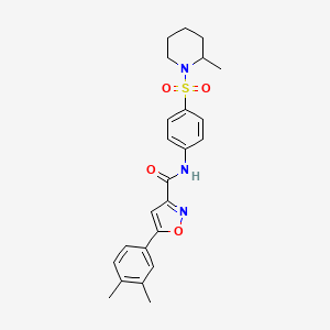 molecular formula C24H27N3O4S B11340646 5-(3,4-dimethylphenyl)-N-{4-[(2-methylpiperidin-1-yl)sulfonyl]phenyl}-1,2-oxazole-3-carboxamide 