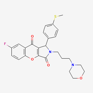 molecular formula C25H25FN2O4S B11340657 7-Fluoro-1-[4-(methylsulfanyl)phenyl]-2-[3-(morpholin-4-yl)propyl]-1,2-dihydrochromeno[2,3-c]pyrrole-3,9-dione 