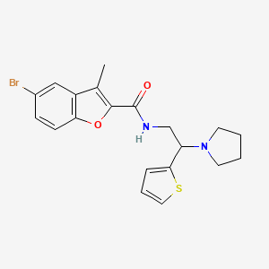 molecular formula C20H21BrN2O2S B11340662 5-bromo-3-methyl-N-[2-(pyrrolidin-1-yl)-2-(thiophen-2-yl)ethyl]-1-benzofuran-2-carboxamide 