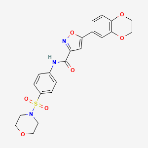 molecular formula C22H21N3O7S B11340664 5-(2,3-dihydro-1,4-benzodioxin-6-yl)-N-[4-(morpholin-4-ylsulfonyl)phenyl]-1,2-oxazole-3-carboxamide 