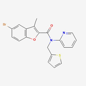 5-bromo-3-methyl-N-(pyridin-2-yl)-N-(thiophen-2-ylmethyl)-1-benzofuran-2-carboxamide