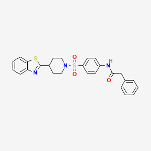 molecular formula C26H25N3O3S2 B11340736 N-(4-{[4-(1,3-benzothiazol-2-yl)piperidin-1-yl]sulfonyl}phenyl)-2-phenylacetamide 