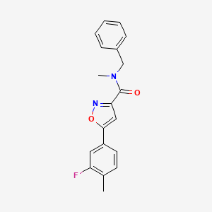 molecular formula C19H17FN2O2 B11340848 N-benzyl-5-(3-fluoro-4-methylphenyl)-N-methyl-1,2-oxazole-3-carboxamide 