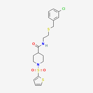 molecular formula C19H23ClN2O3S3 B11340887 N-{2-[(3-chlorobenzyl)sulfanyl]ethyl}-1-(thiophen-2-ylsulfonyl)piperidine-4-carboxamide 